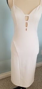 Bebe white body hugging dress